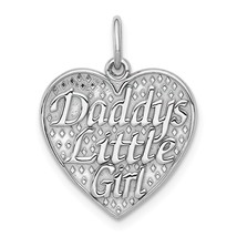 14K White Gold Daddys Little Girl in Heart Charm Jewerly 21mm x 16mm - £86.48 GBP