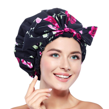 Reusable Shower Cap for Women Long Hair, Waterproof Large Shower Caps Adjustable - £13.04 GBP