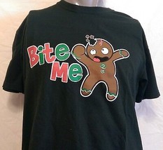 Funny Christmas Novelty Cookie &quot;Bite Me&quot; Shirt Size Large Office Work Party Xmas - $15.83