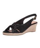 Bella Vita Womens 6 W Black Thai Silk Fabric Slingback Wedge NIB HO6 - $44.09