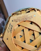 Longaberger Small Basket with Sage Green Cloth & Plastic Liner Hexagon Shaped image 4