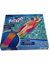 Rainbow Pool Mat 6 ft x 27 in Raft Bed with Pillow Inflatable Swim Raft H2O GO! - £7.78 GBP