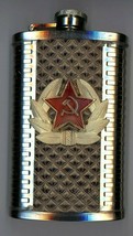 177ml Rusa Acero Inoxidable para Beber Petaca Metal &amp; USSR Estrella Roja Emblema - $21.72