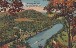 Monongahela River between Fairmont &amp; Morgantown WV West Virginia Postcard D58 - £2.35 GBP