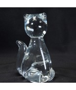 Balos Cat Art Glass Clear 1980 Handmade 4&quot; H x 3&quot; W x 2 1/4&quot; D w/Tag - $395.98 MXN