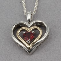 Alwand Vahan Sterling Silver &amp; 14K Gold Garnet Heart Pendant Necklace - £23.71 GBP