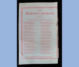 1800s antique DAVIS SEWING MACHINE broadside advertisement NATIONAL ANTHEM - $42.08