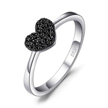 JewelryPalace Natural Black Spinel Heart Ring 925 Sterling Silver Rings for Wome - £109.62 GBP