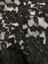 Pre Cut 20” Black 3d Double Scalloped  Floral Lace 4 ways Stretch Fabric... - $1.79
