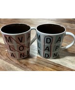 Cracker Barrel Coffee Mug DAD LOVE &amp; MOM LOVE SET Word Search 12 oz - $23.10