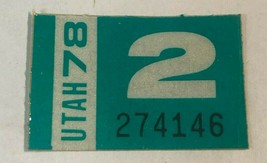 Feb. 1978 Utah Motorcycle Car Truck New License Plate Registration Stick... - $15.87