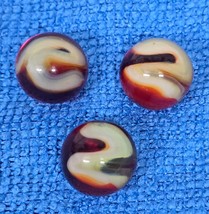 Vintage Akro Agate Carnelian 3 Marbles .61&quot; - £21.57 GBP