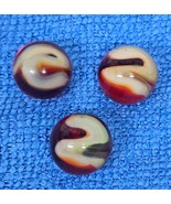 Vintage Akro Agate Carnelian 3 Marbles .61&quot; - $28.71