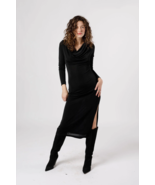 Band Of The Free Dress Small Annabelle Black Cowl Neck Midi Dress Party ... - £38.60 GBP