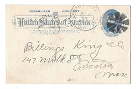 UX11 Postal Card 1894 North Woodstock NH to Boston Fancy Cancel Geometric Wedges - $16.00