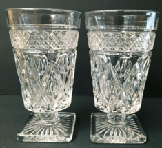 Imperial Cape Cod Water or Wine Goblets W/Square Base Clear Glass Set of 2 - $15.88