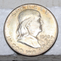 1948-D Franklin Half Dollar Circulated 90% Silver - £13.43 GBP