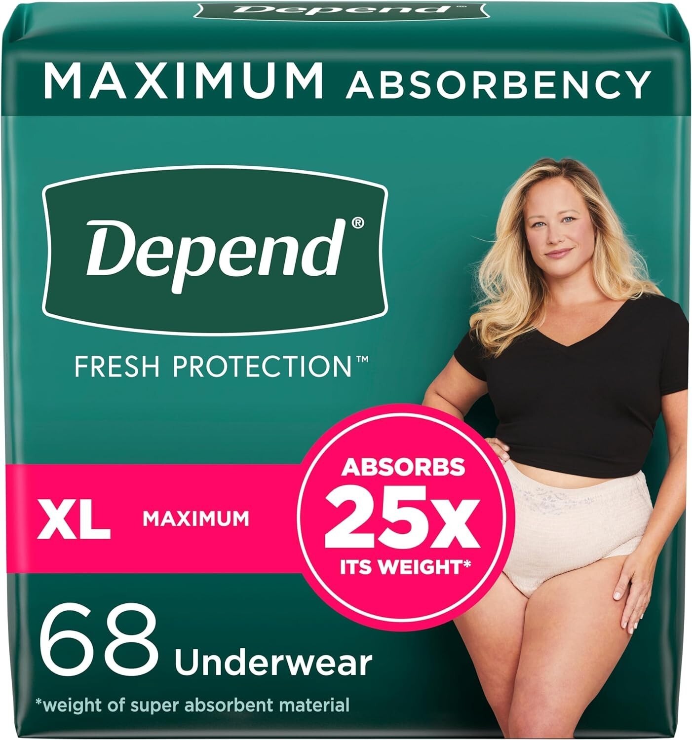Depend Fresh Protection Incontinence Underwear for Women XL 68CT OPEN BAG Item image 4