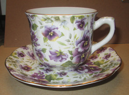 Baum Brothers Formalities Chintz Purple Pansy Teacup &amp; Saucer Set, 14 Avail - £23.94 GBP