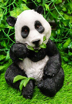Ebros Giant Panda Bear Cub Eating Bamboo Leaves Figurine With Glass Eyes - £26.14 GBP