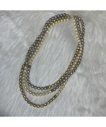 Carol Dauplaise Faux Pearls Necklace 31.5&quot; Multi Strand Statement Patent... - $39.51
