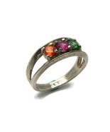 Mother’s Ring  Three Stone .925 Sterling Silver - £47.40 GBP