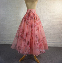 Women's Flower Pattern Long Party Skirt Outfit Organza Plus Size Holiday Skirts image 1
