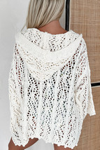 White Fashion Open Knit Hooded Beach Cover Up - $33.85