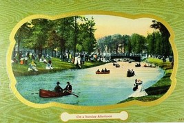 c.1910 Relaxing in the Park on a Sunday Afternoon Stunning Antique Postcard Boat - £6.21 GBP