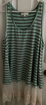 Umgee Sleeveless Striped Tunic Dress/Top Lace Hem Women’s Size XL - $13.86