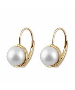 14K YellowGold Cultured White Freshwater Pearl LeverBack Drop Dangling E... - $167.37