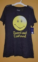 Dazed And Confused Top Womens Gray T-Shirt Burnout Yellow Smiley Size Me... - £7.15 GBP