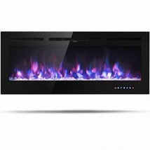 50 Inch Recessed Electric Insert Wall Mounted Fireplace with Adjustable ... - £276.73 GBP