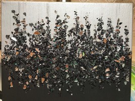 ~Silver and Black~Glitter, Crushed Broken Glass, Canvas Painting Abstrac... - £24.36 GBP