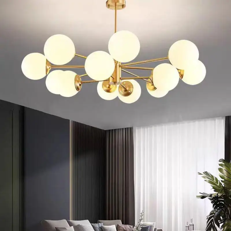 Ic beans glass e27 black gold led living room chandelier lighting for bedroom dine room thumb200