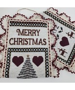 Vintage Merry Christmas Tapestry 34x10 Inch ABCs House Hearts - £11.69 GBP