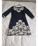 MONSOON Black Shift Dress With White Embroidered Lace Size 10  - $19.41