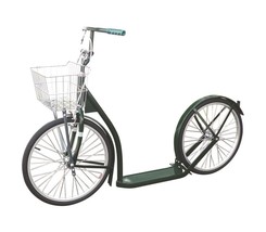 16&quot; Amish Kick Scooter ~ Hunter Green Foot Bike w/ Basket &amp; Brakes Made In Usa - £263.15 GBP
