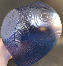Cobalt Blue Fish Bowl By Arcoroc Apx 12in X 10in X 4in - £20.57 GBP