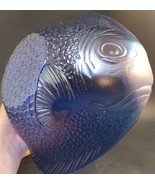 Cobalt Blue Fish Bowl By Arcoroc Apx 12in X 10in X 4in - £20.54 GBP