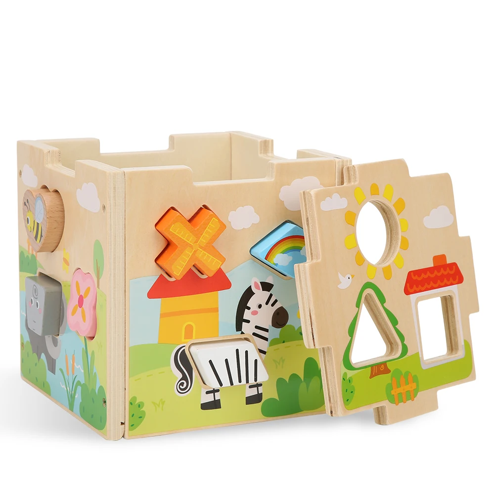 Wooden Shape Matching Building Blocks Children Kid Toddler Educational Toys - £36.58 GBP