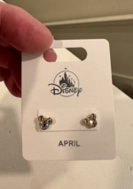 Disney Parks Mickey Mouse Faux Crystal April  Birthstone Earrings Gold Color image 2