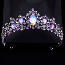 Purple tiara crown | Bridal Crown | Crystal tiara | Queen Crown | Zircon... - £47.95 GBP
