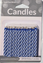 Blue and White Striped Birthday Candles (24) - Party Supplies - $2.46