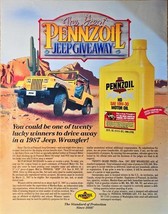 1987-THE GREAT PENNZOIL JEEP WRANGLER GIVEAWAY--1986 Vintage Print Ad - €10,34 EUR
