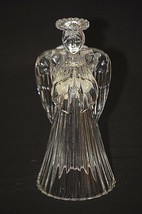 Classic Praying Angel Figurine Clear Glass Taper Candle Holder Christmas Xmas - £13.17 GBP