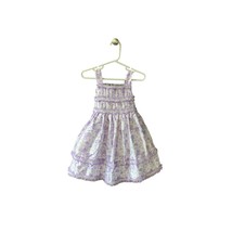 Bonnie Jean TOddler Size 2T Purple White Dress Dress Lace Trim Floral Fancy Tie - £15.12 GBP