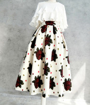 Women Winter Polka Dot Holiday Skirt A-line Black Wool-blend Pleated Skirt Plus  image 6