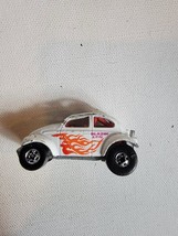 Vintage 1980s Diecast Toy Car Hot Wheels Mattel White VW Bug Flames  - $9.69