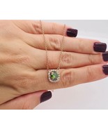 Fancy Green Round Lab Grown Diamond Halo Pendant &amp; Chain 14K Rose Gold 1... - $6,943.42 CAD